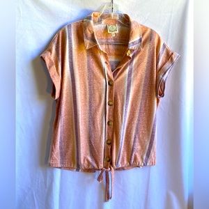 Tru Self Striped Button-up Top; Size S